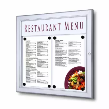 Gablota na menu z panelem na logo