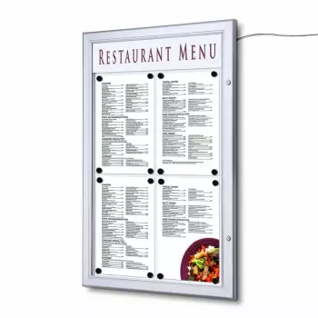 Gablota na menu z panelem na logo