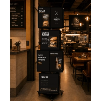 Stojak reklamowy LED z 4 obrotowymi kostkami 40x40 cm
