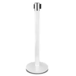 Słupek odgradzający Premium biały z czarną taśmą