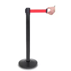 Słupek odgradzający Premium czarny z czerwoną taśmą