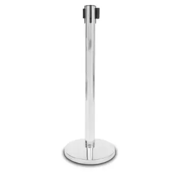 Słupek odgradzający Premium chrome z czarną taśmą