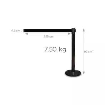 Słupek odgradzający Premium czarny z czarną taśmą