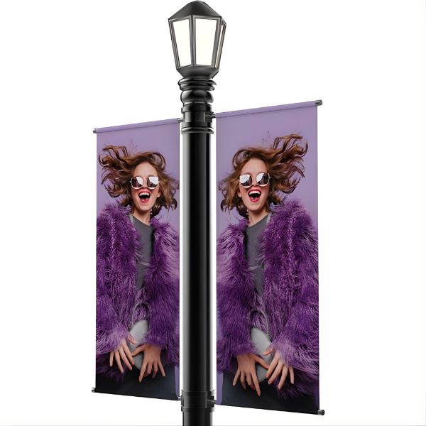 flagi reklamowe na lampy uliczne system bannerów miejskich dwustronnych