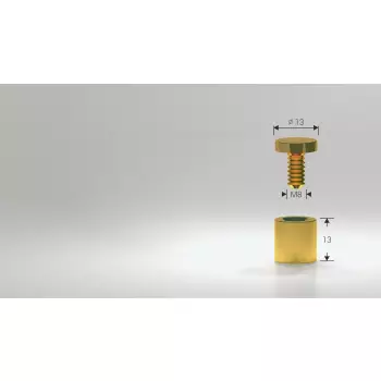 Dystans mosiężny złoty 13x13