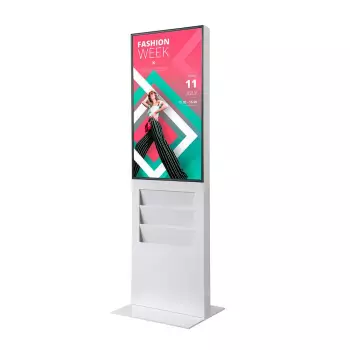 Totem cyfrowy Smart Line Rack z pojemnikiem na ulotki