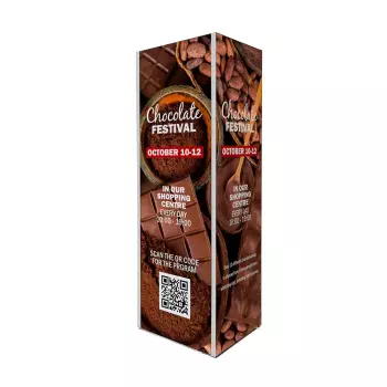 Wieża tekstylna z czterostronną ekspozycją